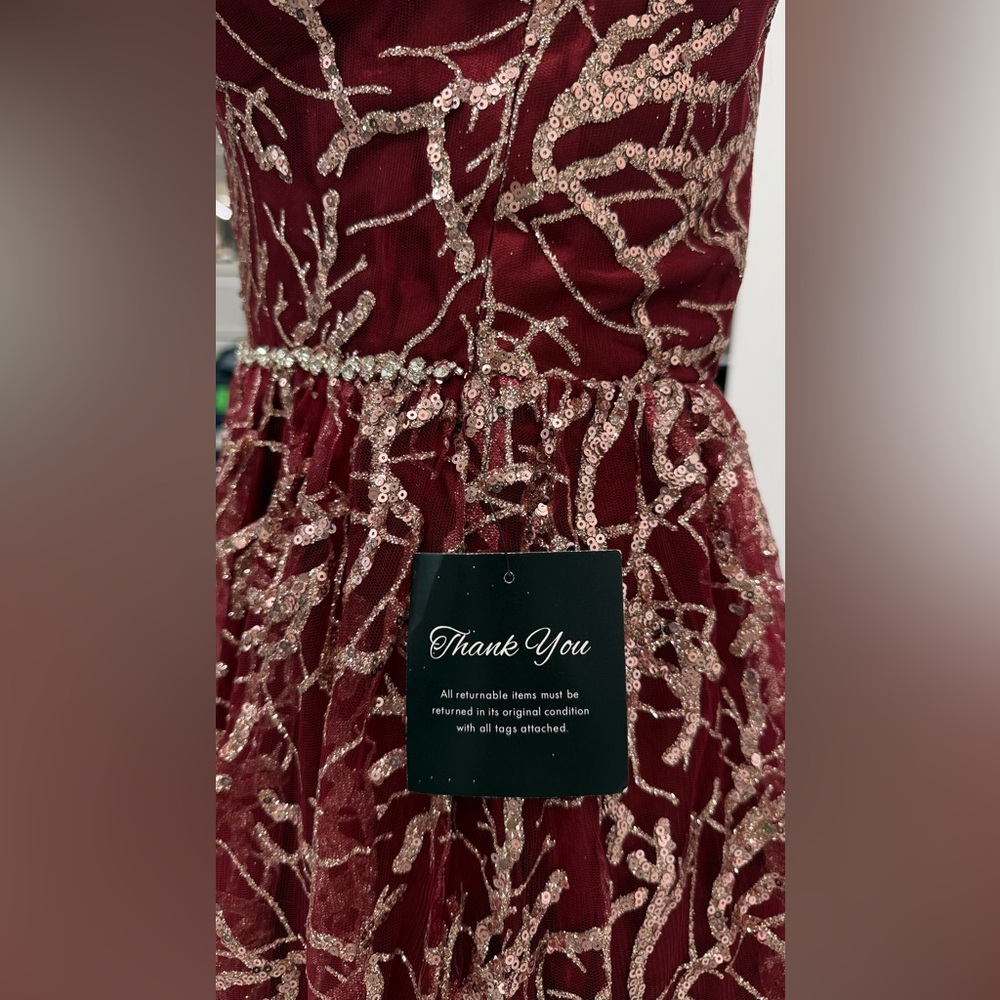Soiéblu Burgundy Sequin Lace Formal Dress XS Prom Wedding Guest brand new - Picture 7 of 10